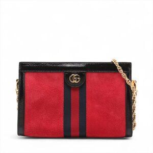 Gucci Ophidia leather x suede Chain Shoulder Bag red x black 503877